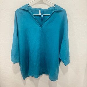 Ischiko Shirt Womens 0 US 4-6 Blue Lagenlook Capsule Spring Summer